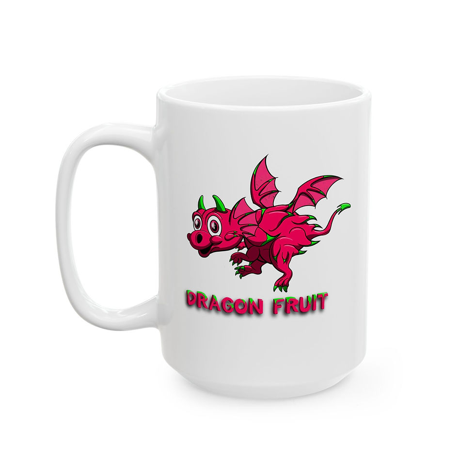Thumbnail: Cute Dragon Fruit Dragon White Ceramic Mug left view