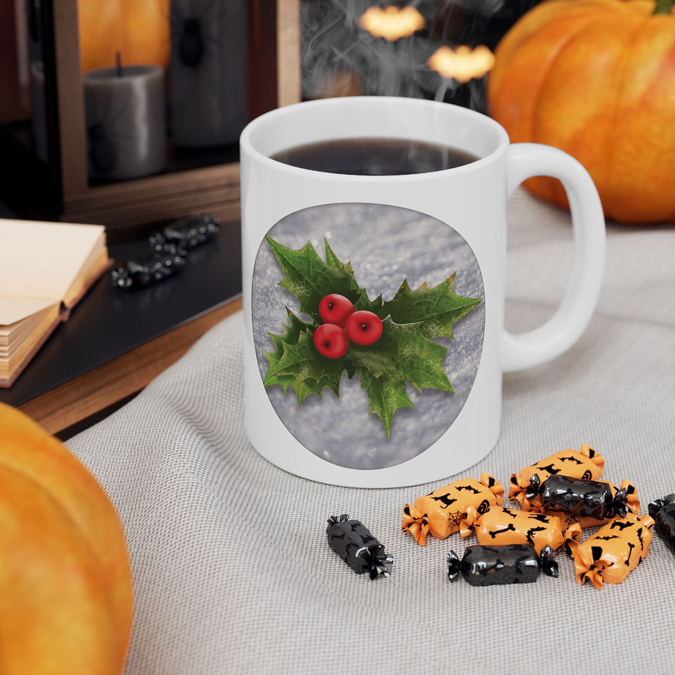 Holly Berries on Freshly Fallen Snow White Ceramic Mug