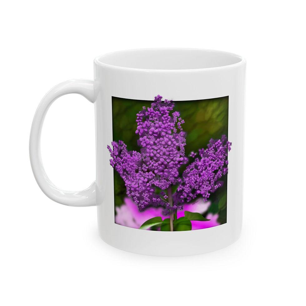 Purple Lilac - White Ceramic Mug