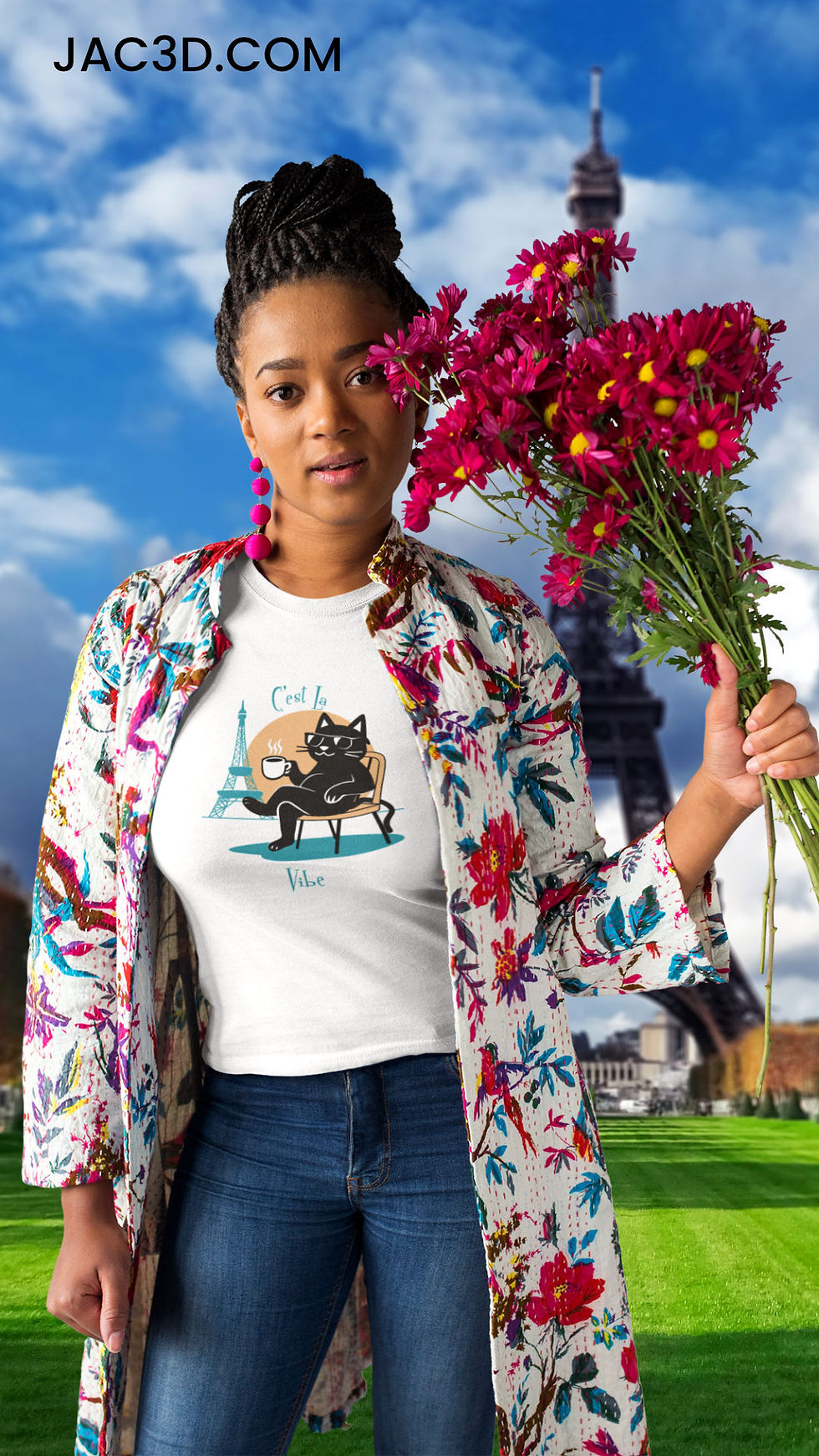 C'est La Vibe Chic Parisian Coffee Cat T-Shirt