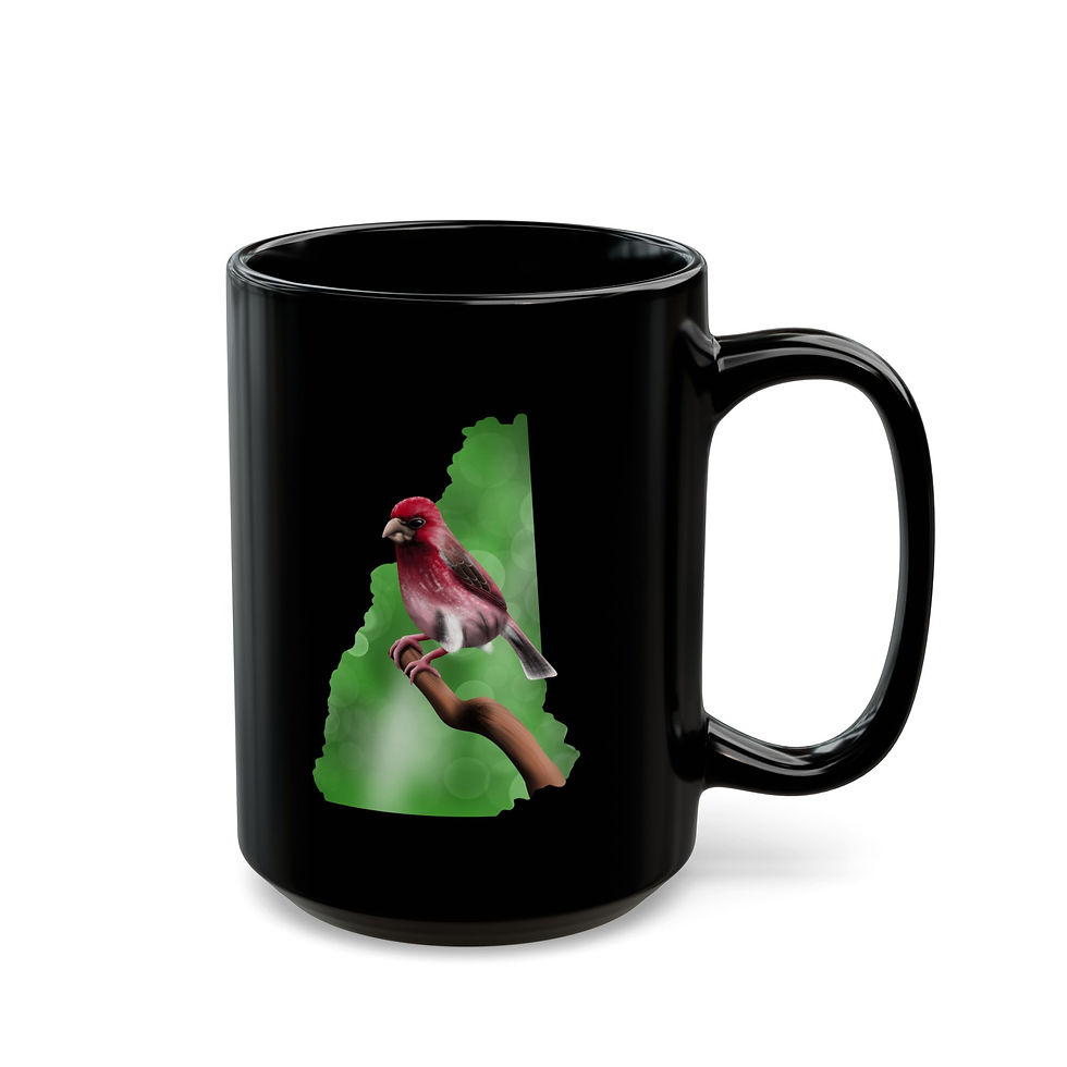 Thumbnail: Purple Finch in New Hampshire - Black Ceramic Mug right view