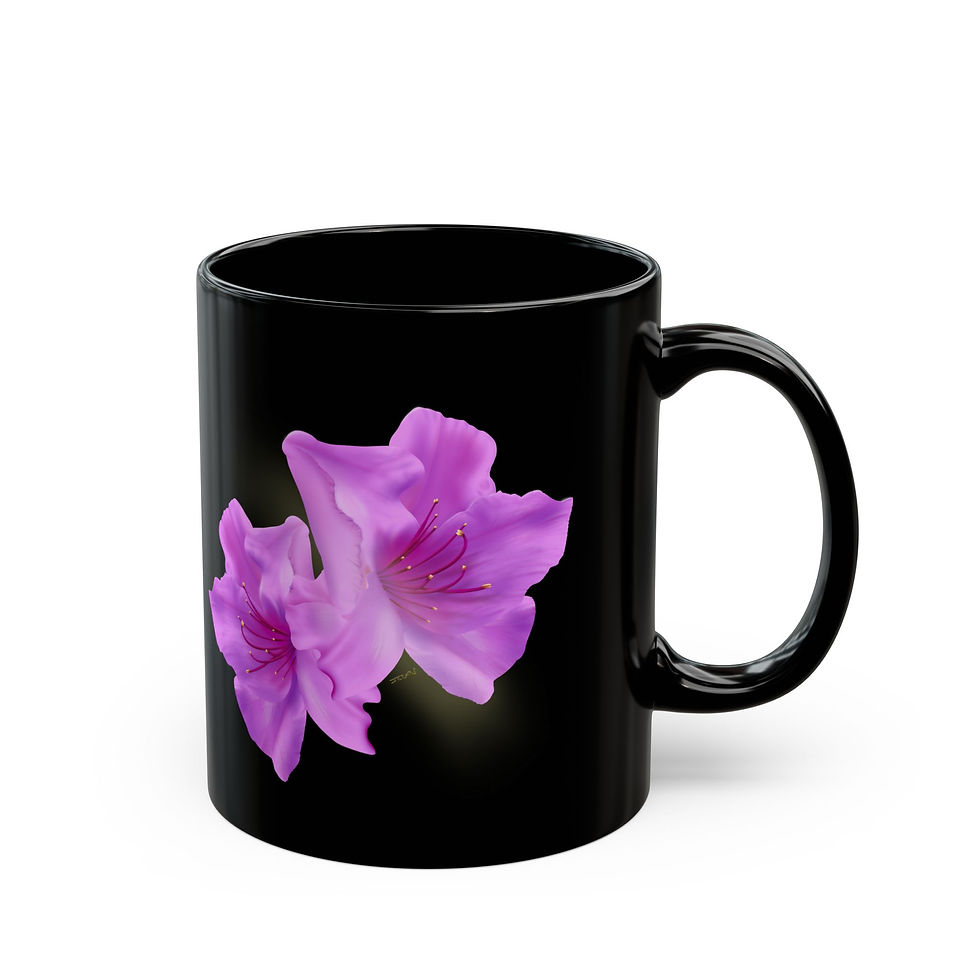 Rhododendron Blossoms - Black Ceramic Mug