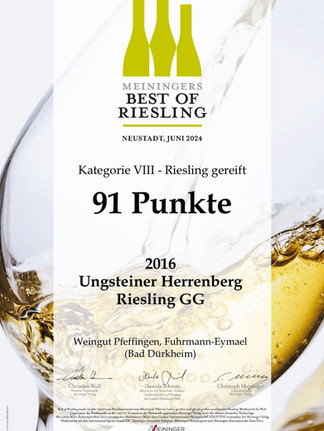 Meininger Best of Riesling: 2016 Ungsteiner HErrenberg Riesling GG: 91 Punkte