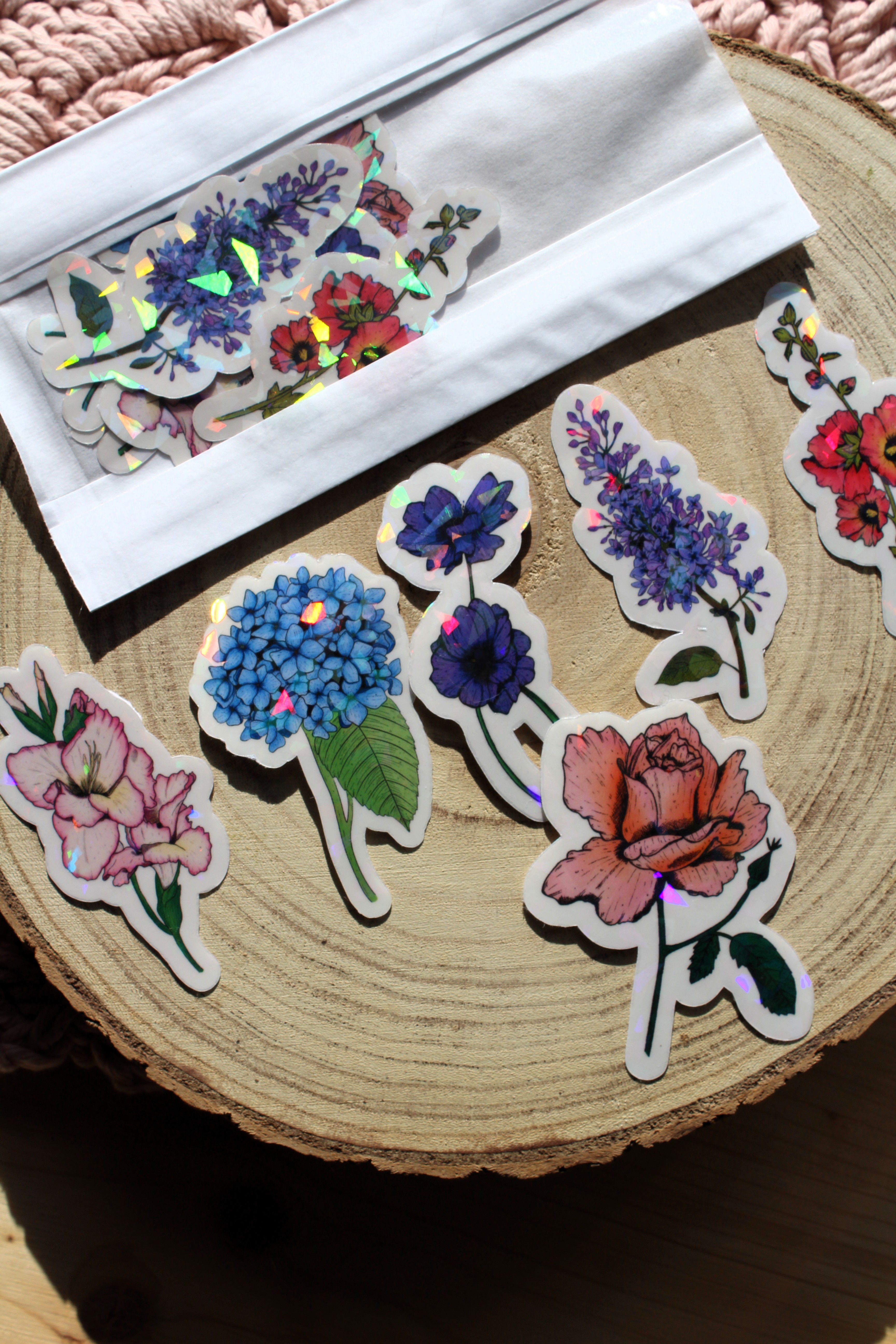 Stickers fleurs de printemps – Autocollants fait main, transparents
