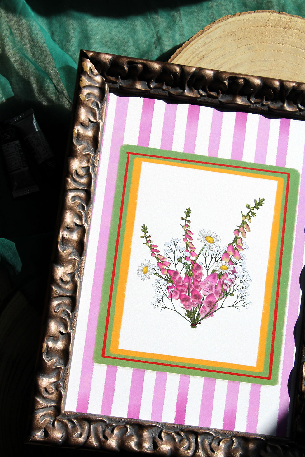 Affiche fleur digitale aquarelle poétique – illustration florale symbolique – création artisanale bretonne