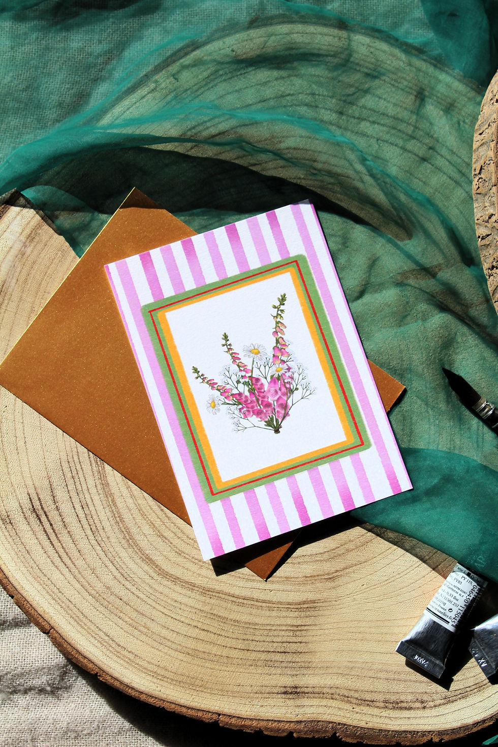 carte fleur digitales aquarelle poétique – illustration florale symbolique – création artisanale bretonne