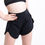 Thumbnail: Black high-waist athletic shorts with curved hem and wide waistband.