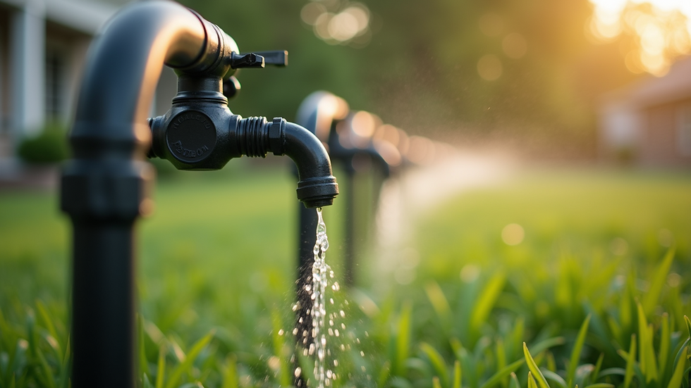Close-up view of a drip irrigation system installed in a residential garden