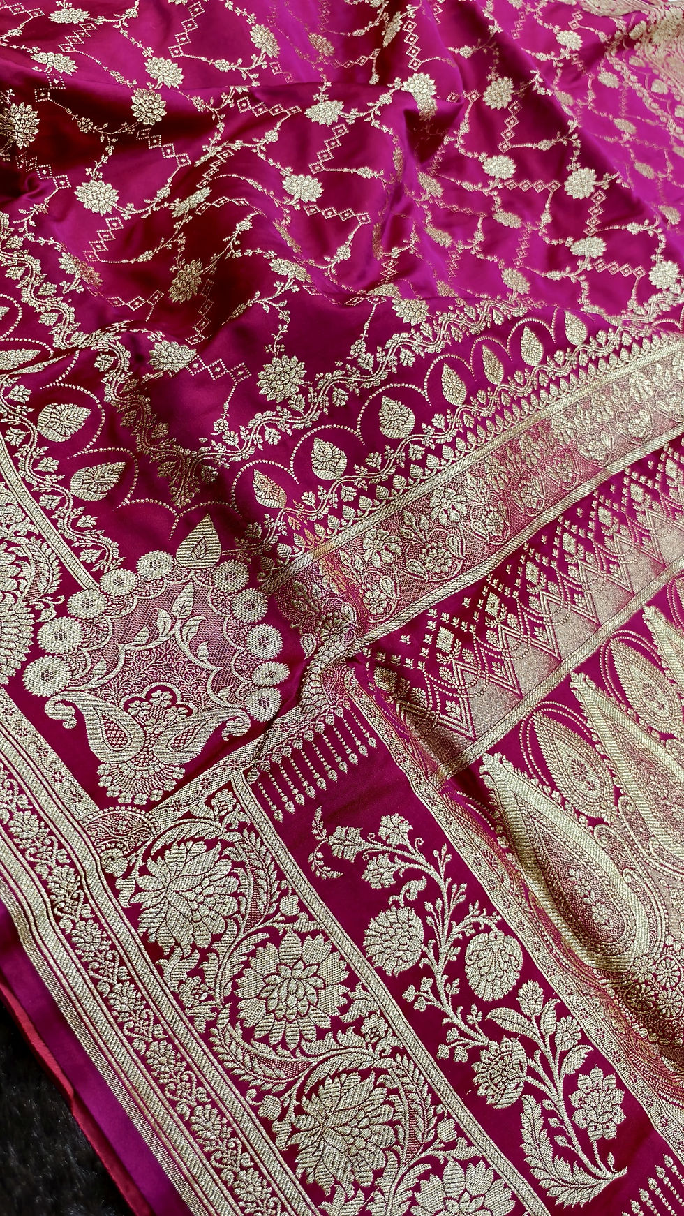 Thumbnail: Banarasi silk saree with floral jaal work