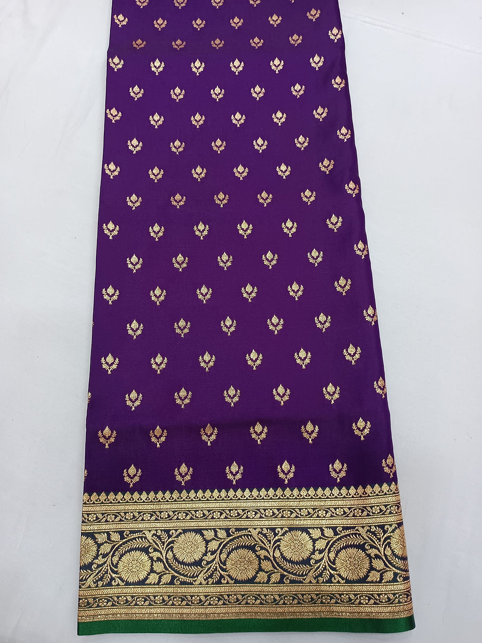 Thumbnail: Banarasi silk saree with woven motifs in contrast border