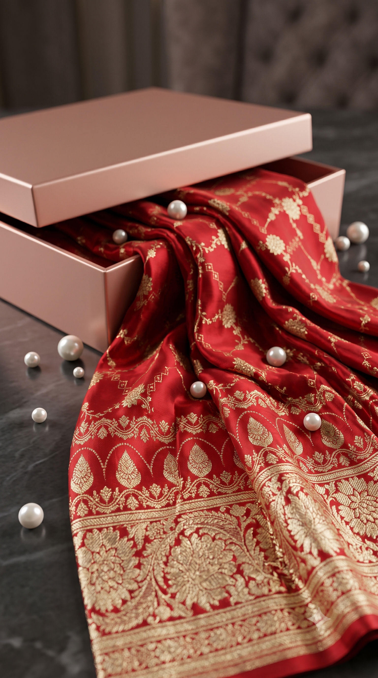 Banarasi silk saree with floral jaal work