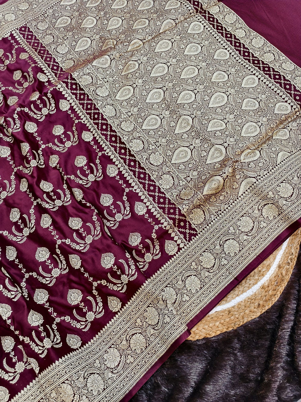 Thumbnail: Banarasi silk saree with floral jaal work