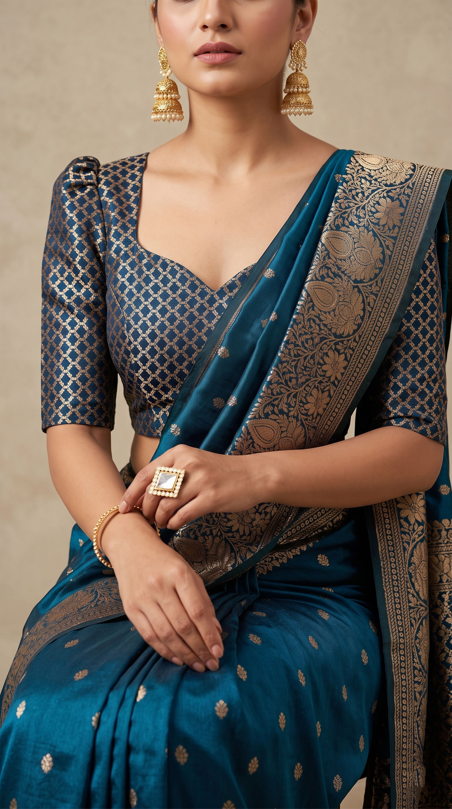 Banarasi silk saree with grand woven palla