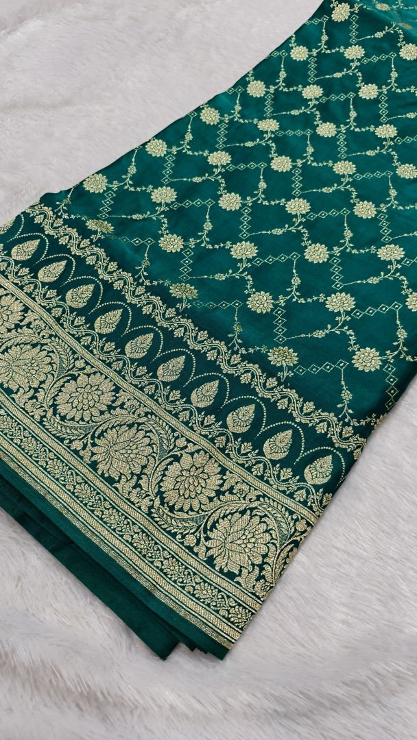 Thumbnail: Banarasi silk saree with floral jaal work