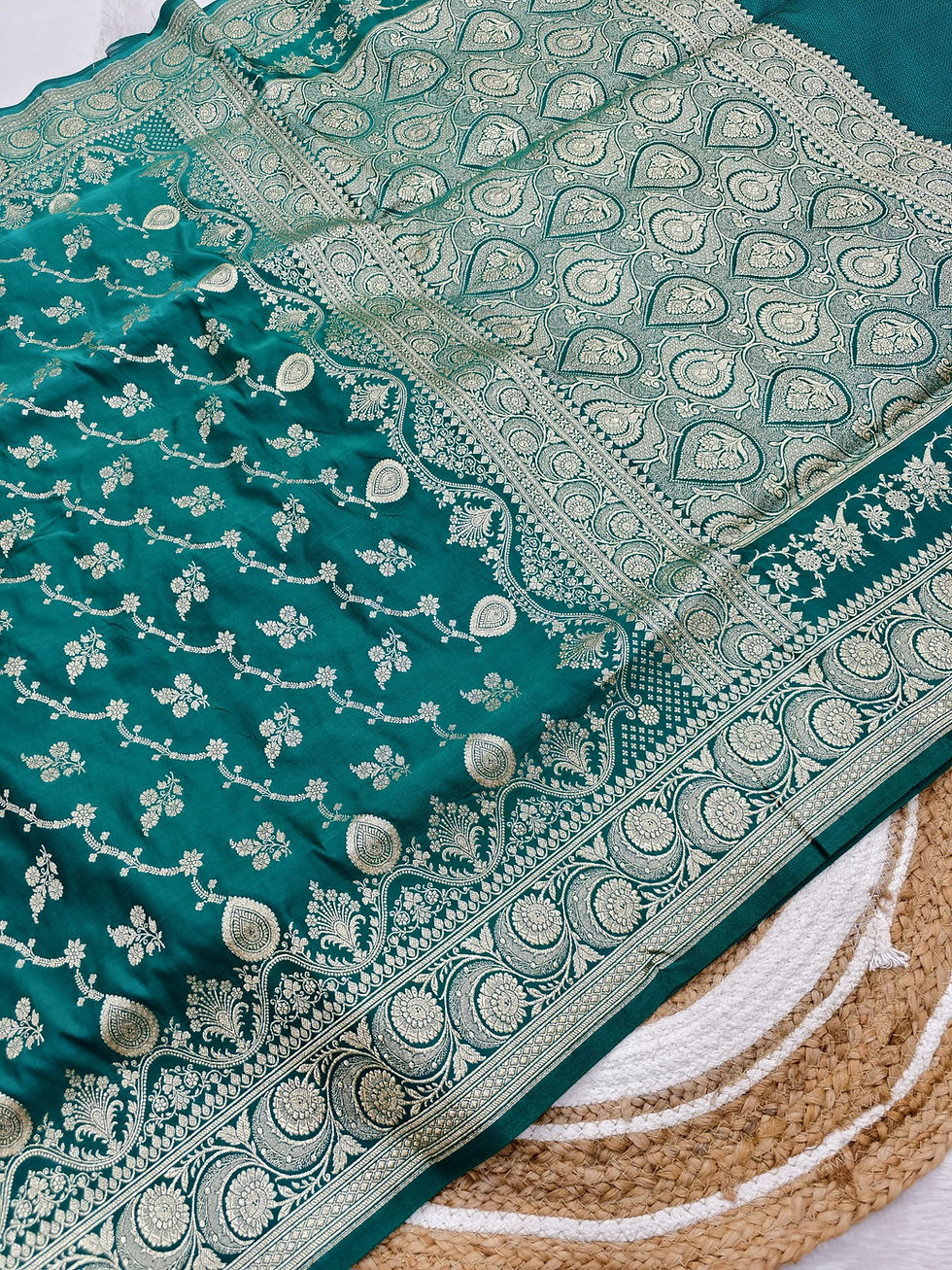 Thumbnail: Banarasi silk saree with floral jaal work