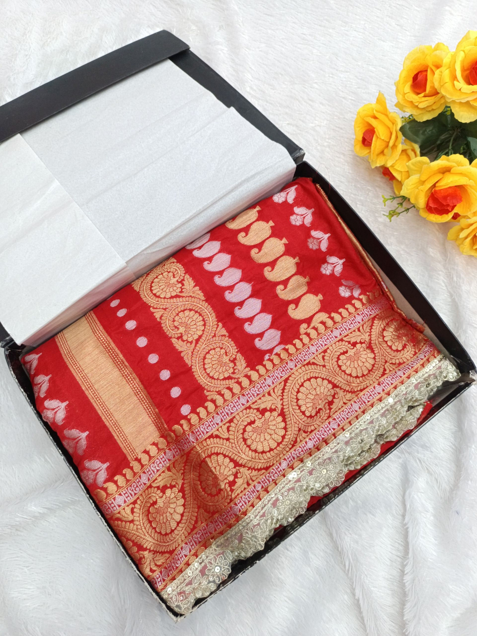 Banarasi soft silk saree with lace border