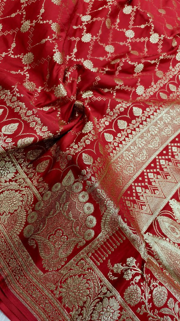 Thumbnail: Banarasi silk saree with floral jaal work