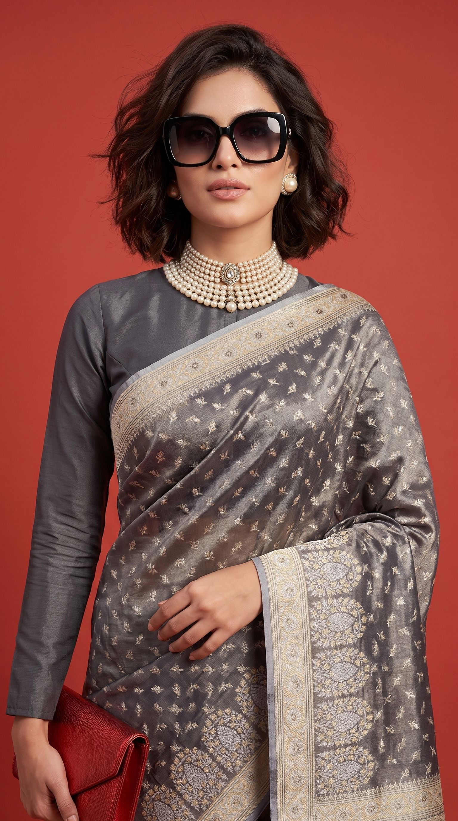 Banarasi tissue silk saree with gold and silver woven work
