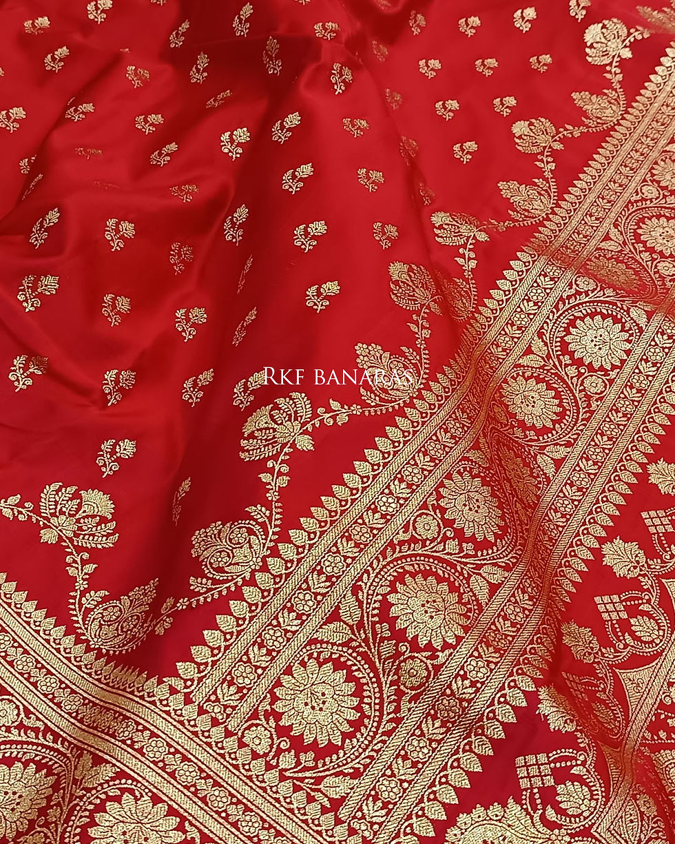 Thumbnail: Banarasi silk saree with floral motifs