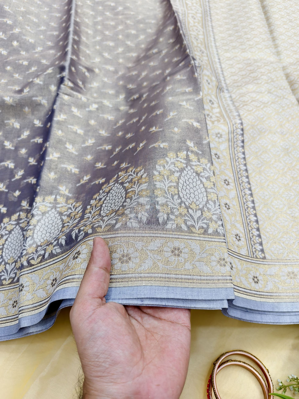 Thumbnail: Banarasi tissue silk saree with gold and silver woven work