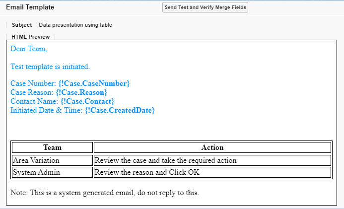 Email Template preview