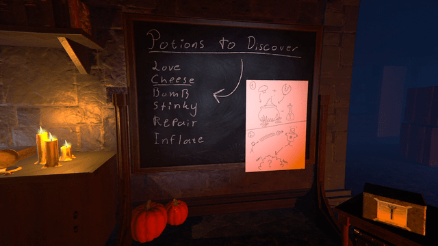 Gif showcasing the blackboard with available potions
