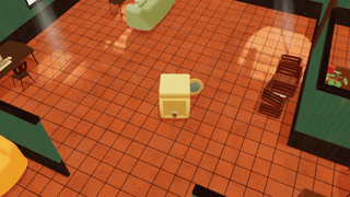 Gif showcasing the washing machine moving around