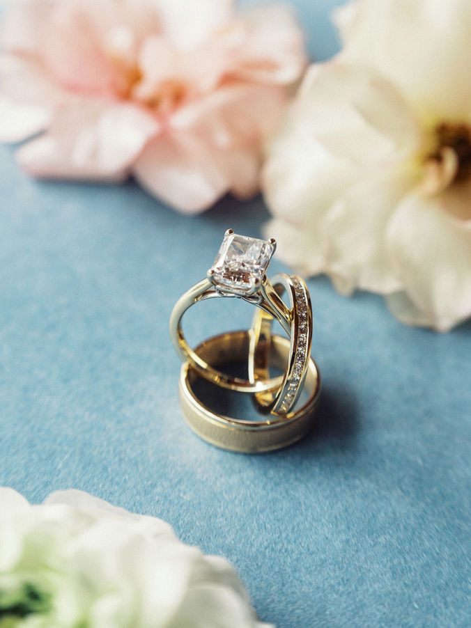 Wedding rings detail photographed by Austin film wedding photographer