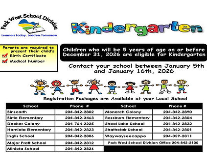 Kindergarten Registration Information for 2026