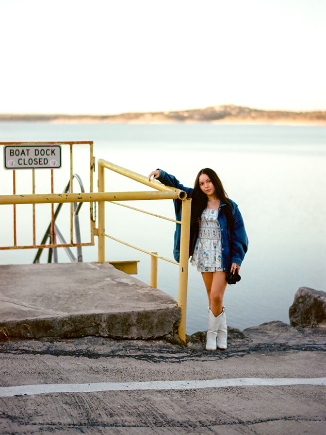 Branding portrait at Canyon Lake near Austin photographed on 35mm film