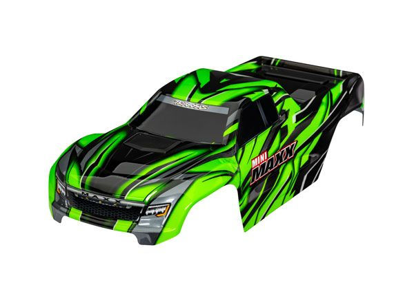 TRA10711GREEN Traxxas Body, Mini Maxx, black (painted, decals applied)