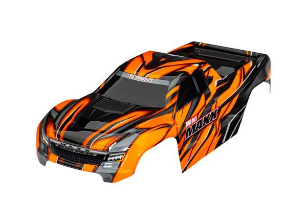 TRA10711ORANGE Traxxas Body, Mini Maxx, black (painted, d