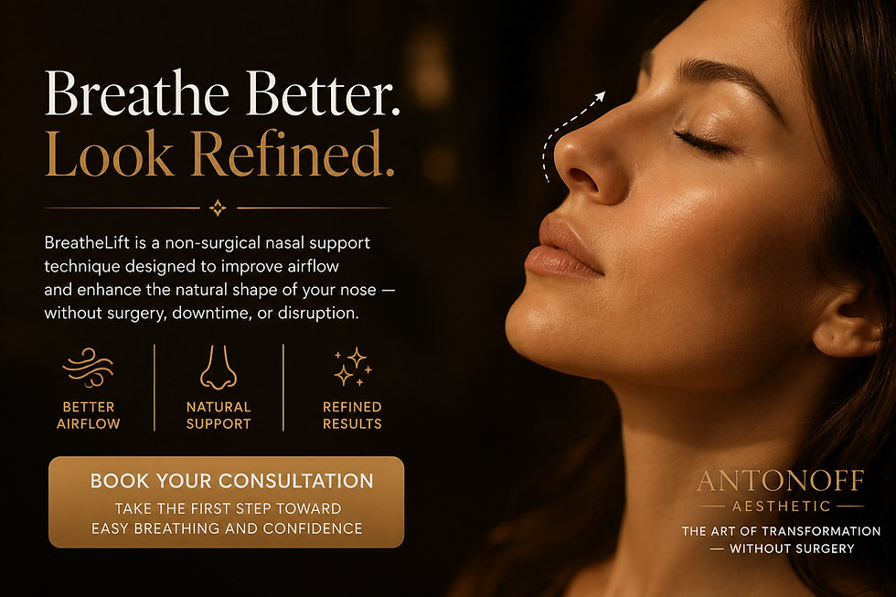 Nasal valve support promotional banner — Breathe Better, Look Refined with BreatheLift non-surgical nasal valve treatment