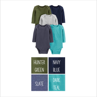 Carter's Long Sleeve Bodysuit, Darks