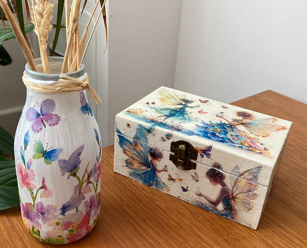 glass vase and fairy box