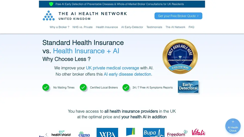 Homepage of AI Health Network UK