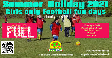 Girls only Football Fun day 4th August is full