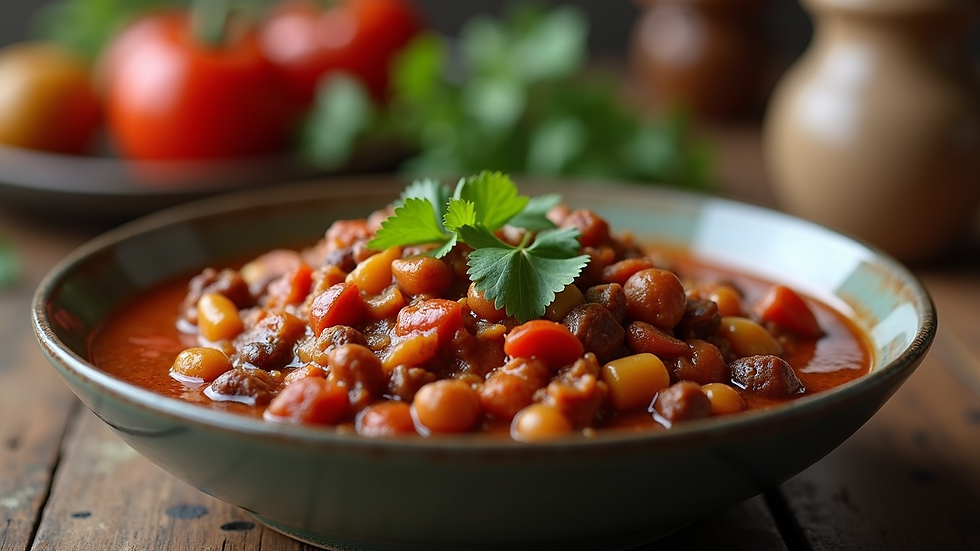 Close-up of vegetarian chili served in a bowl