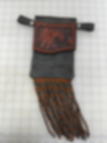 Grey cutter phone bag with fringe