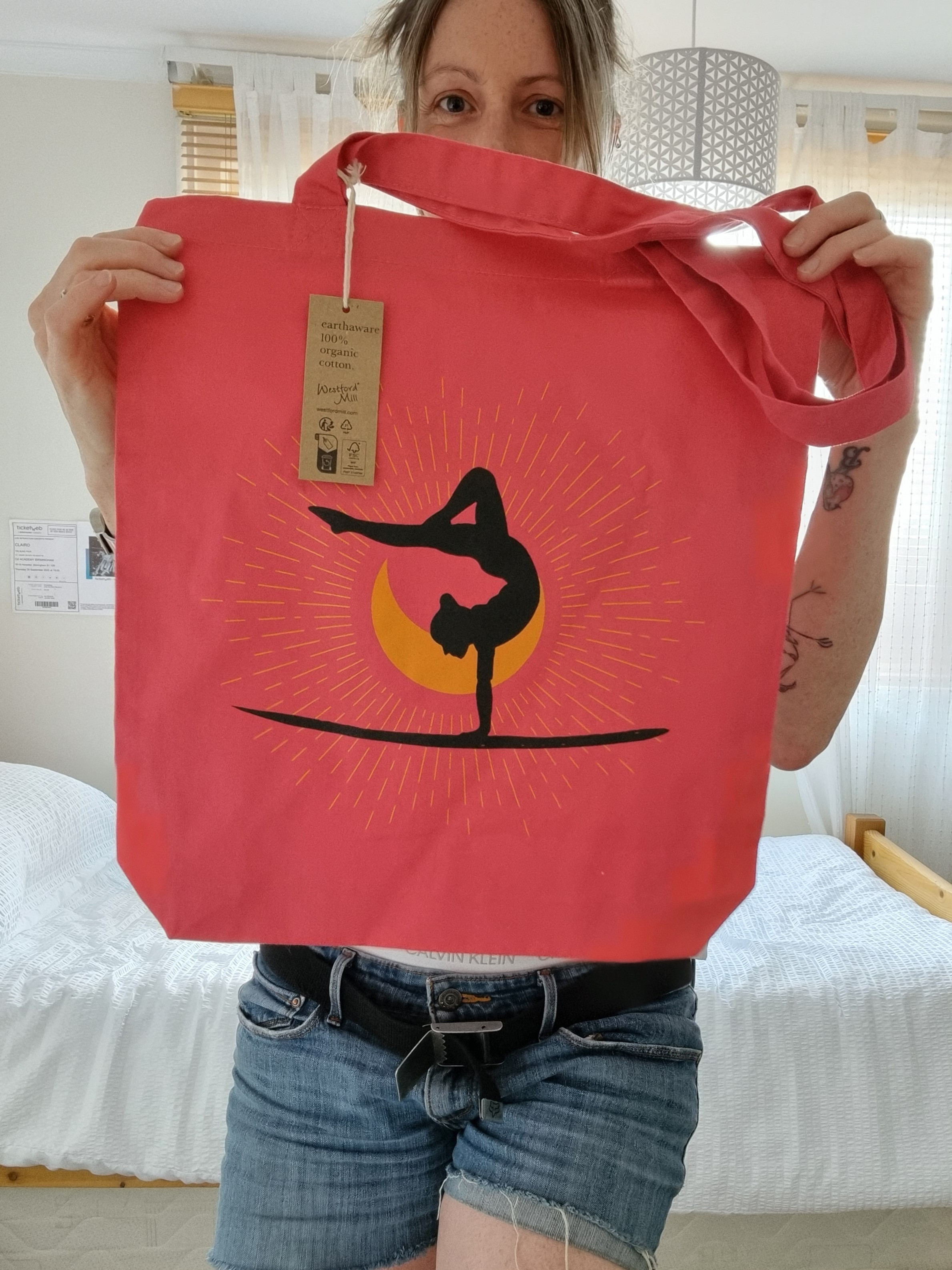 Sun/Moon tote bag, bright colours, bold print, our strongest tote yet!