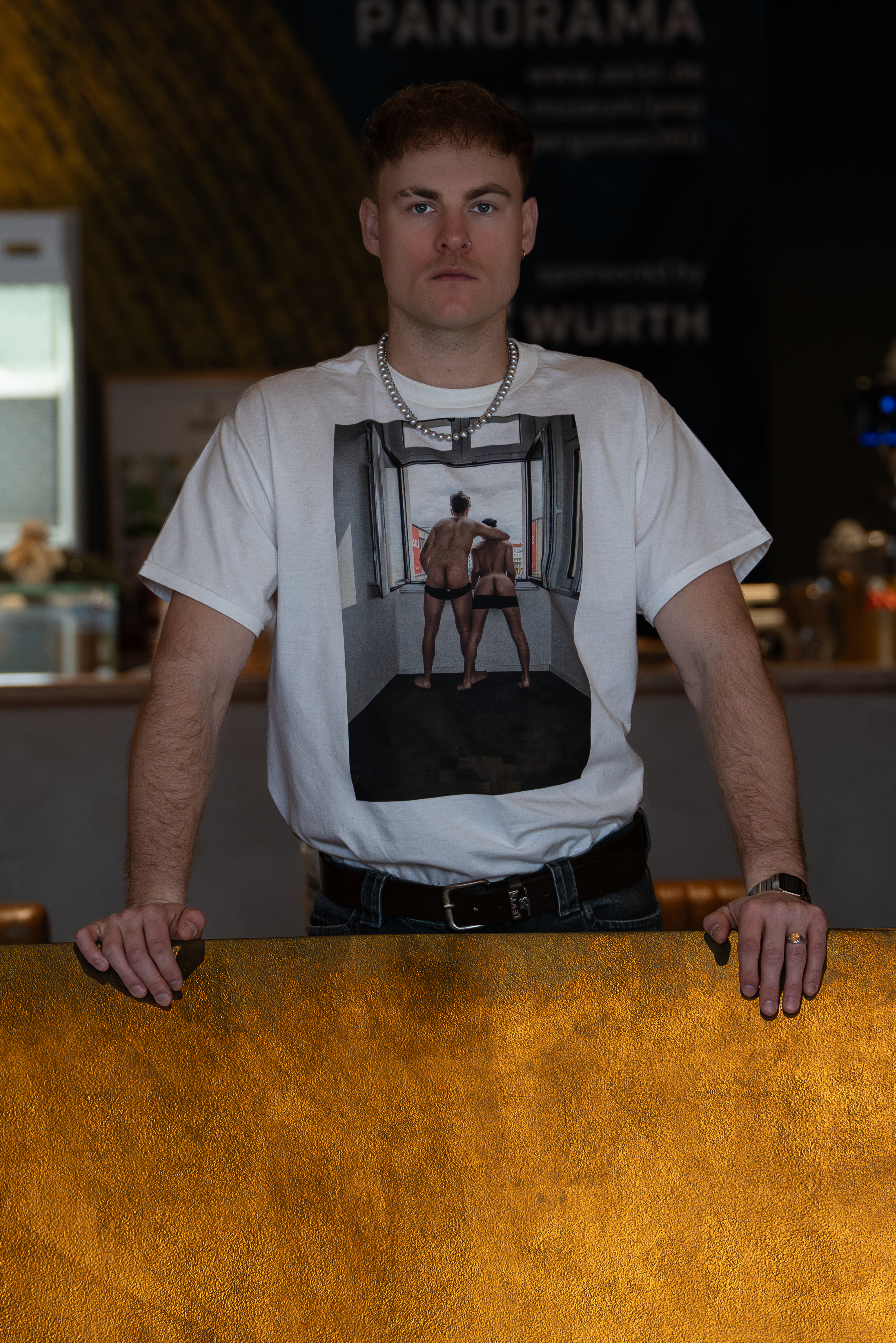 The Window Artist Edition Shirt by Sahin Dellemann worn as a limited edition photographic T-shirt