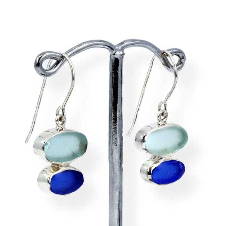 Thumbnail: Double East/West Sea Glass Earring- side view