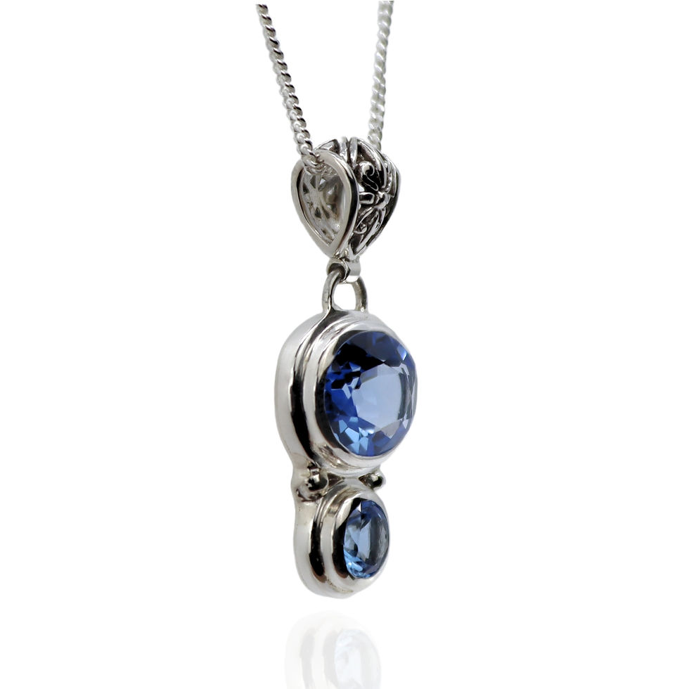 Thumbnail: Double Blue Quartz Necklace-side view