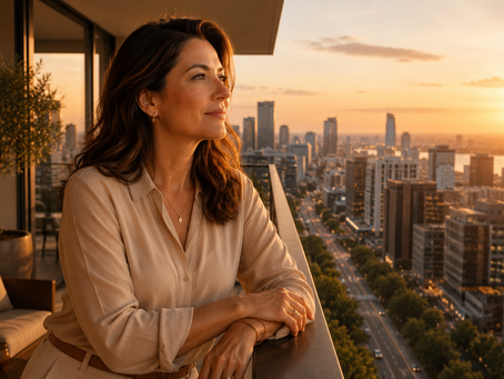 mulher em varanda ao pôr do sol refletindo sobre recuperação após burnout