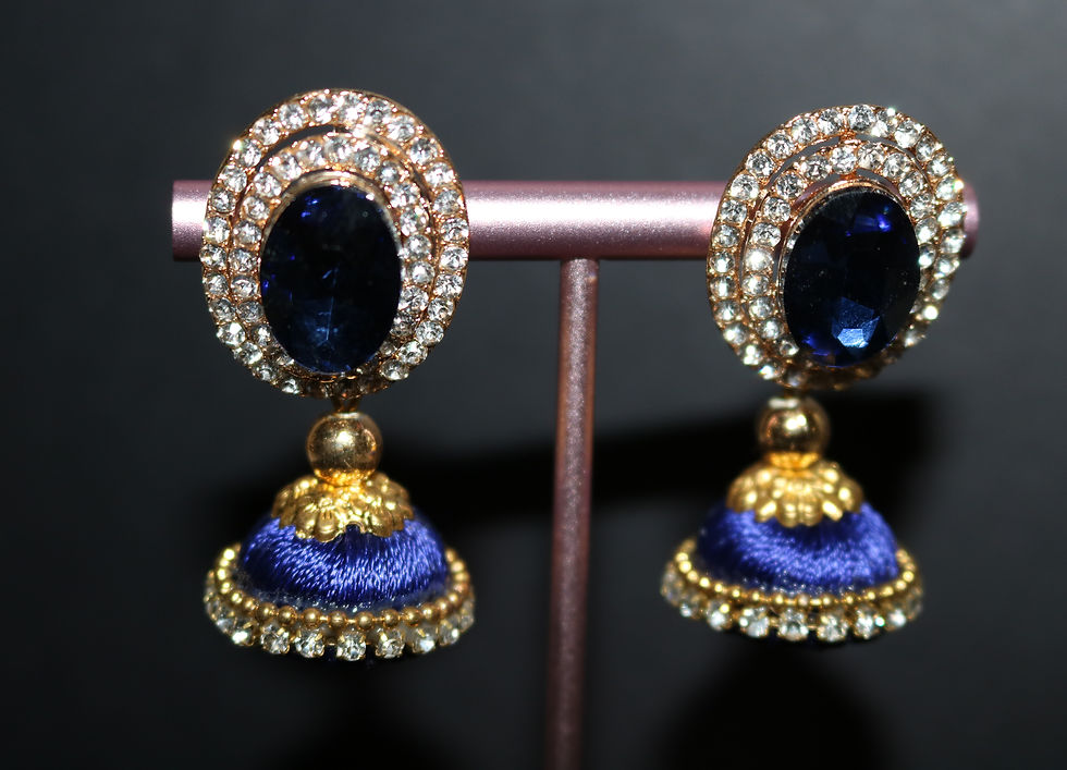 Thumbnail: Silk Gem Jhumki - 7 Colors Available