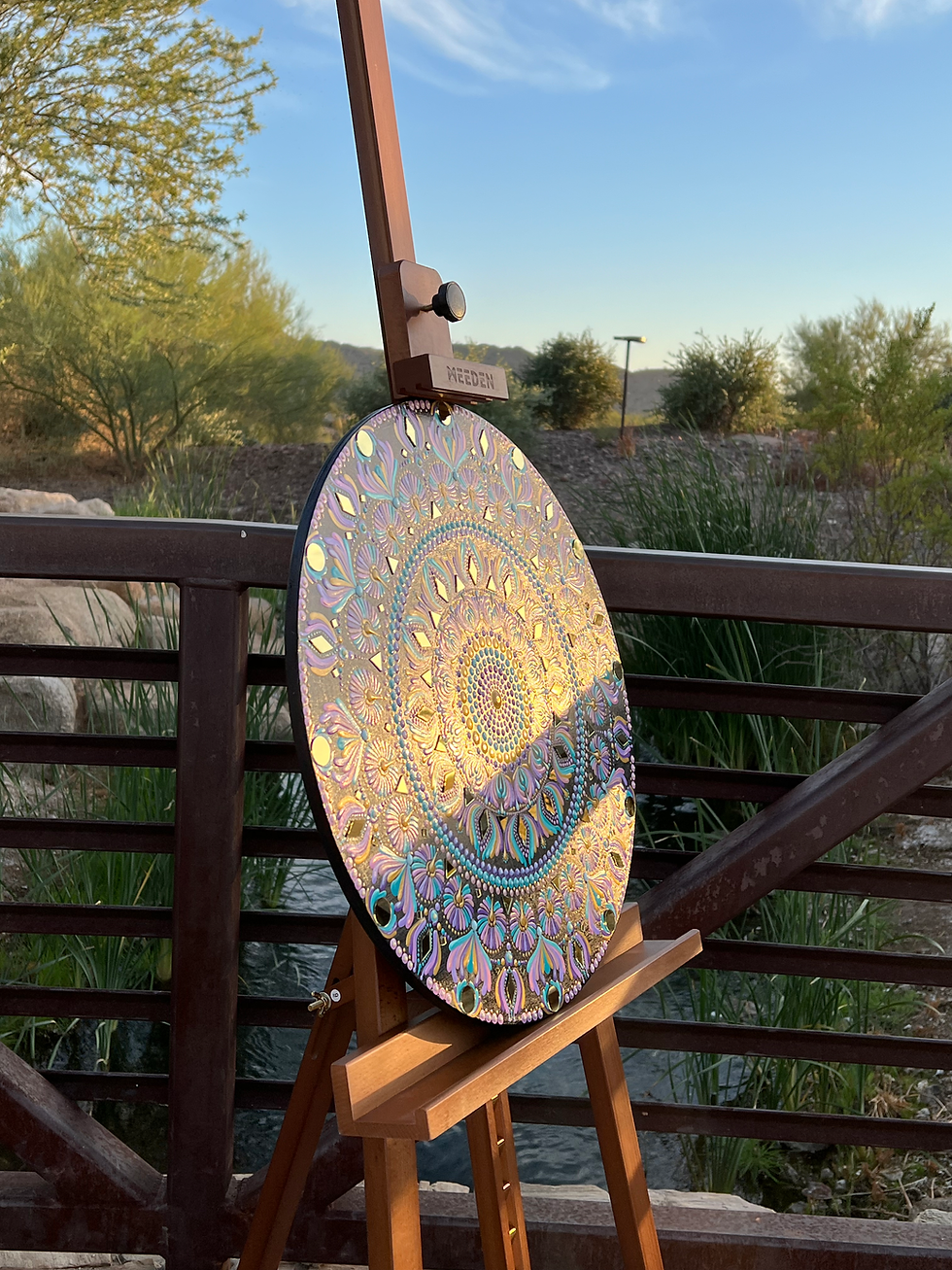 Thumbnail: 20"  One-of-a-kind hand painted Indo-Western Mandala Art