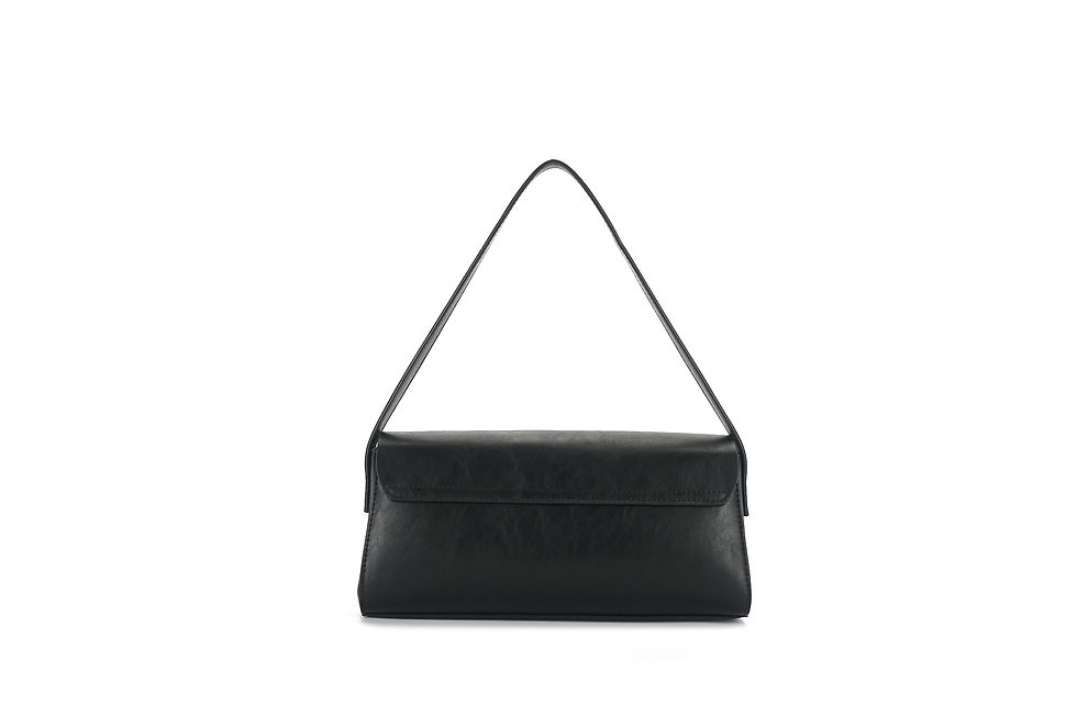 Thumbnail: Black vegan recycled polyurethane baguette bag back view