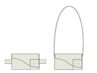 A belt bag design and crossbody bag sketch with airpods case.