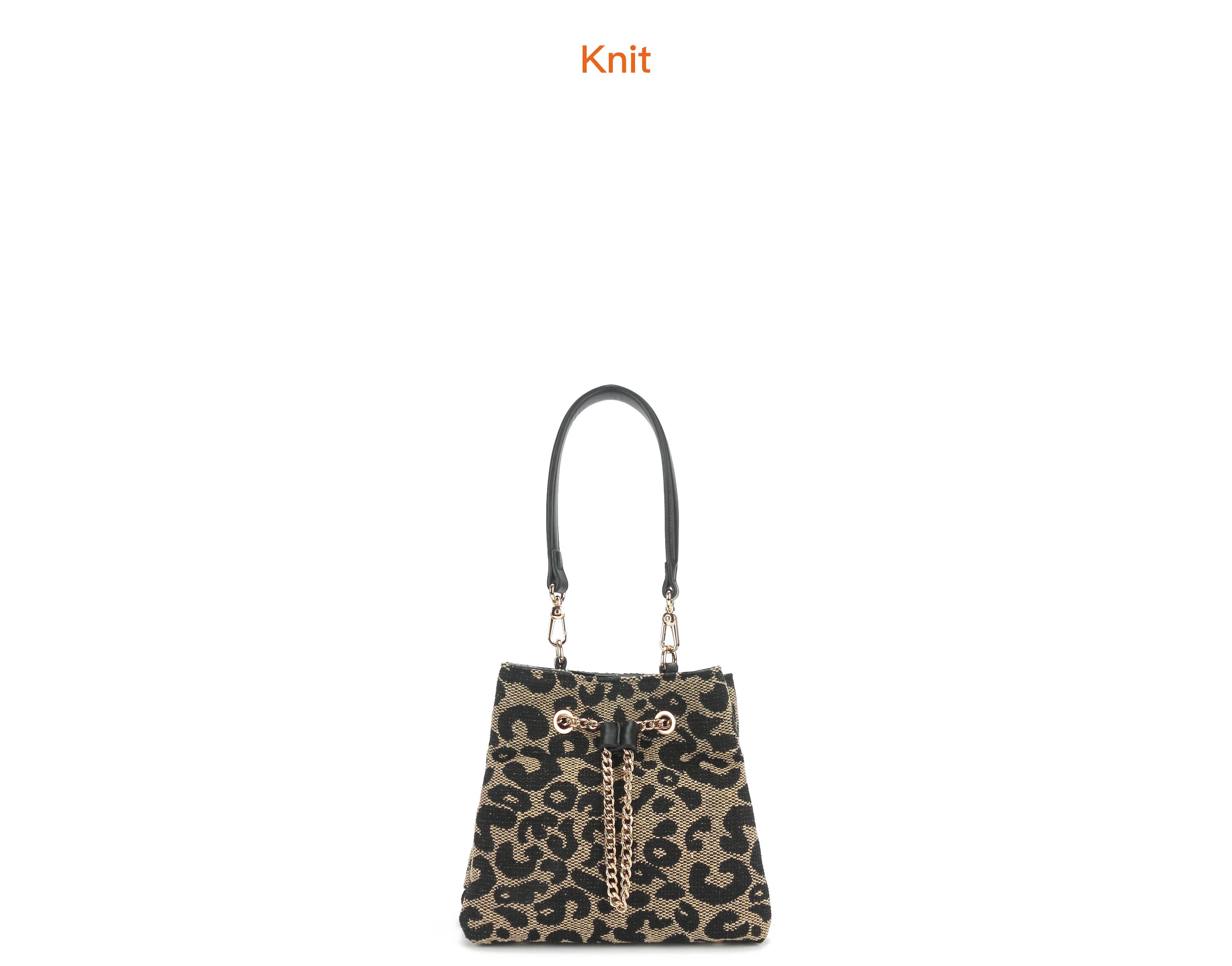 Leopard knit bucket bag
