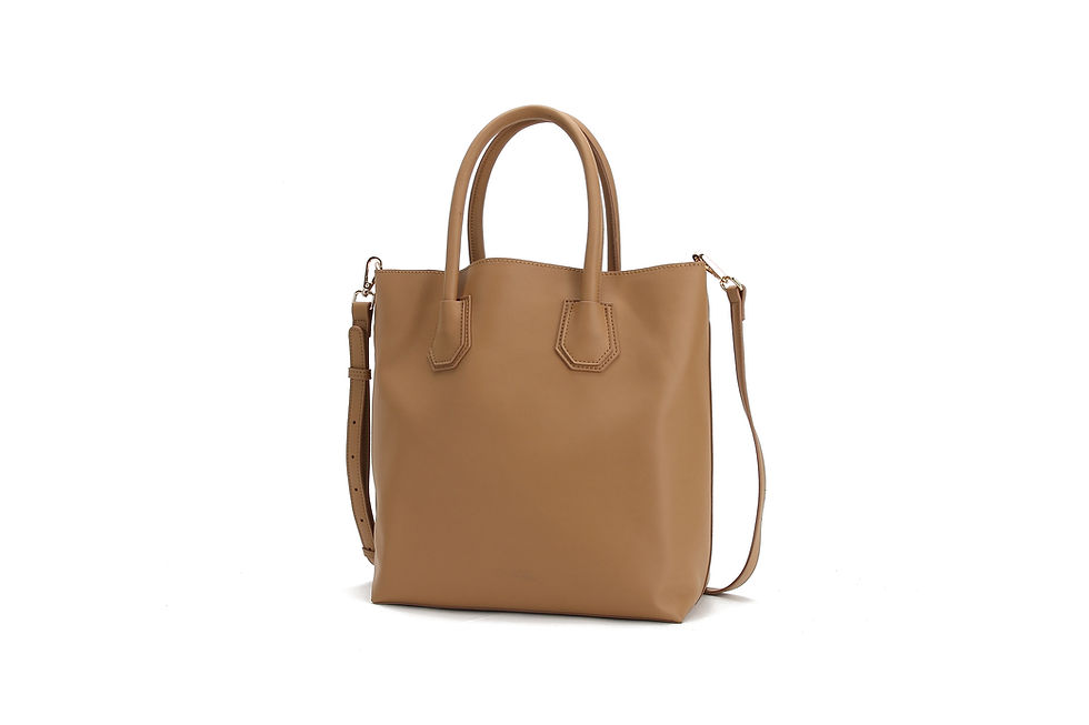 Thumbnail: Brown recycled water base vegan leather polyurethane tete bag back view